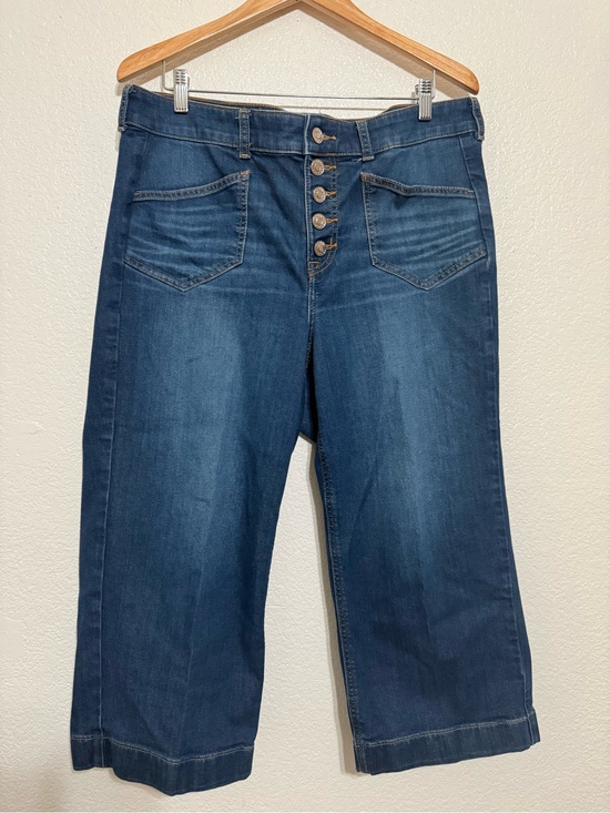 torrid Denim - torrid Dark Blue Cropped High-Rise Button-Front Jeans
